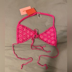 Cult Gaia Crochet Bikini Top Pink